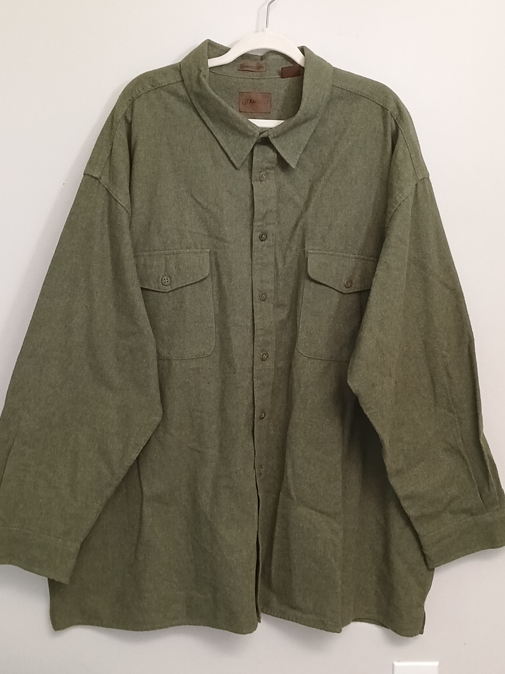St. John's Bay 4XL Chamois Cloth Cotton Heavyweight Olive Green Button-Up Shirt